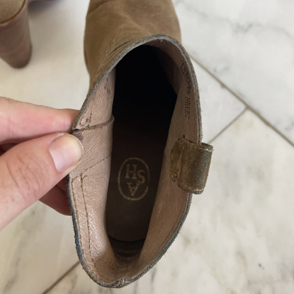 Ash Women’s Ivana Tan Suede Leather Stack Heel Zipper Ankle Boot Euro 38 US 7.5 - Picture 8 of 14